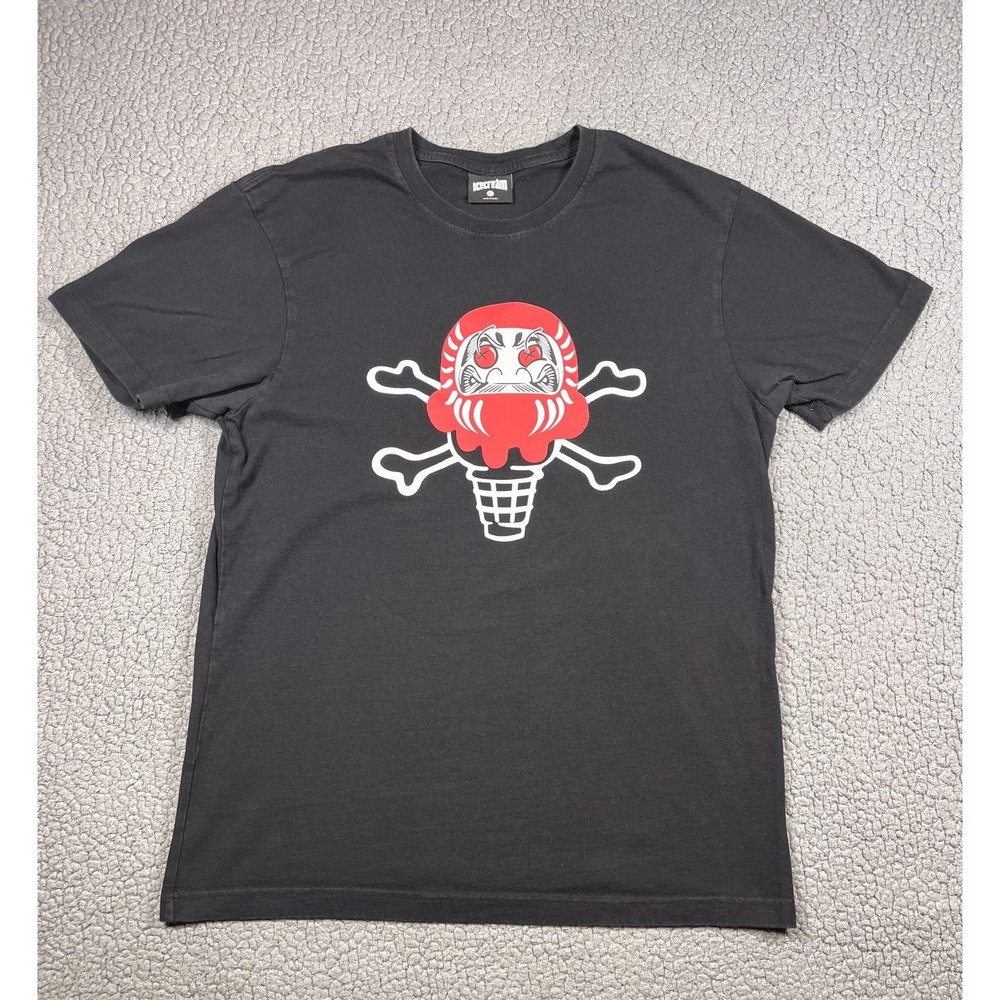 Icecream Shirt Mens Large Black Daruma Ice Cream Cone Crossbones Graphic Tee